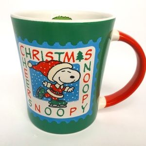Holiday Mug Peanuts Snoopy Santa Hat Cheers Christmas Skating 2011